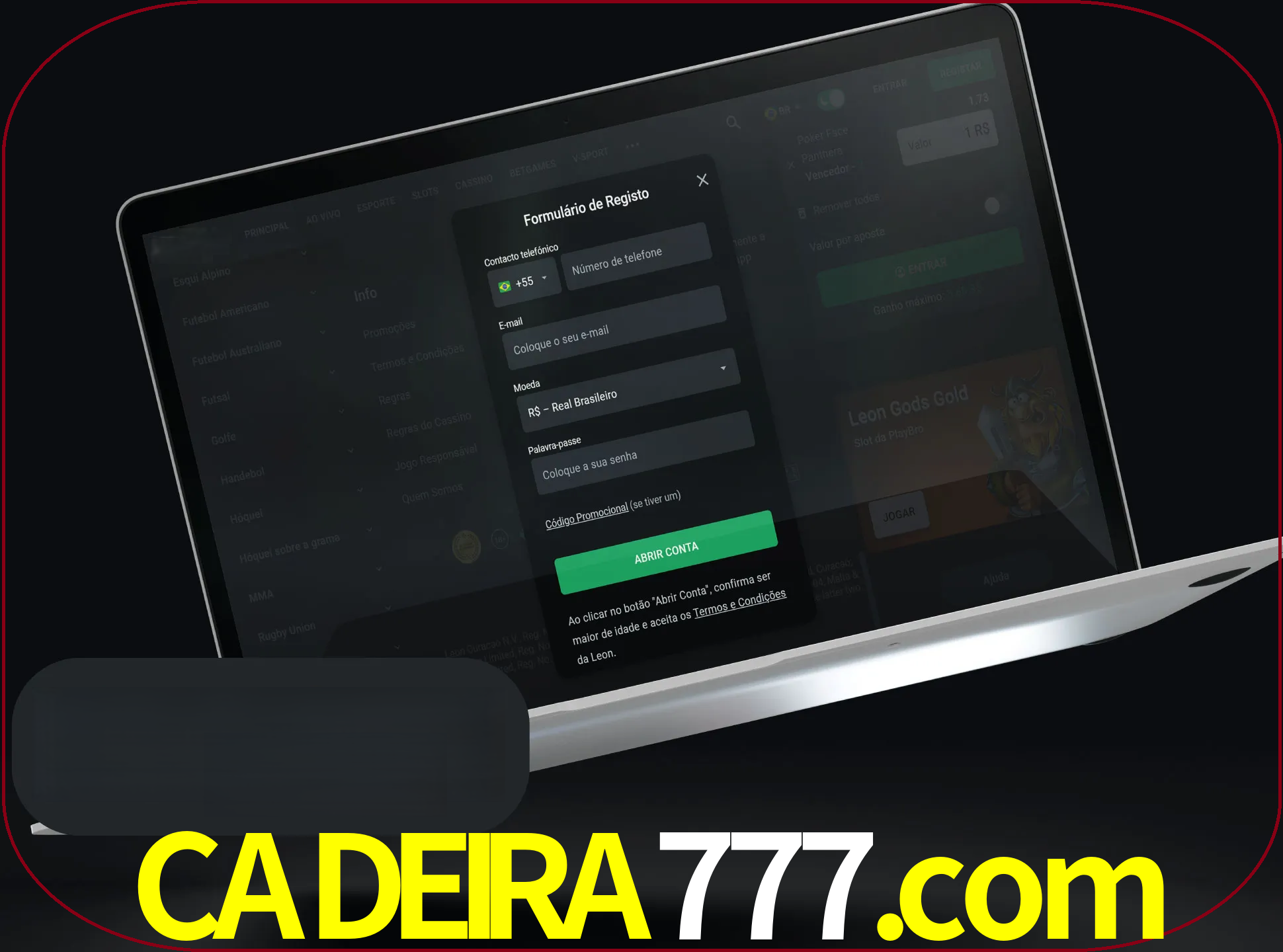 Abra o site da LeonBet e crie sua própria conta.