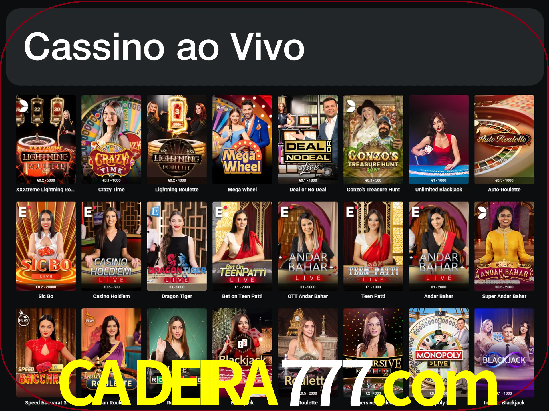 Jogue jogos de cassino com um verdadeiro dealer.