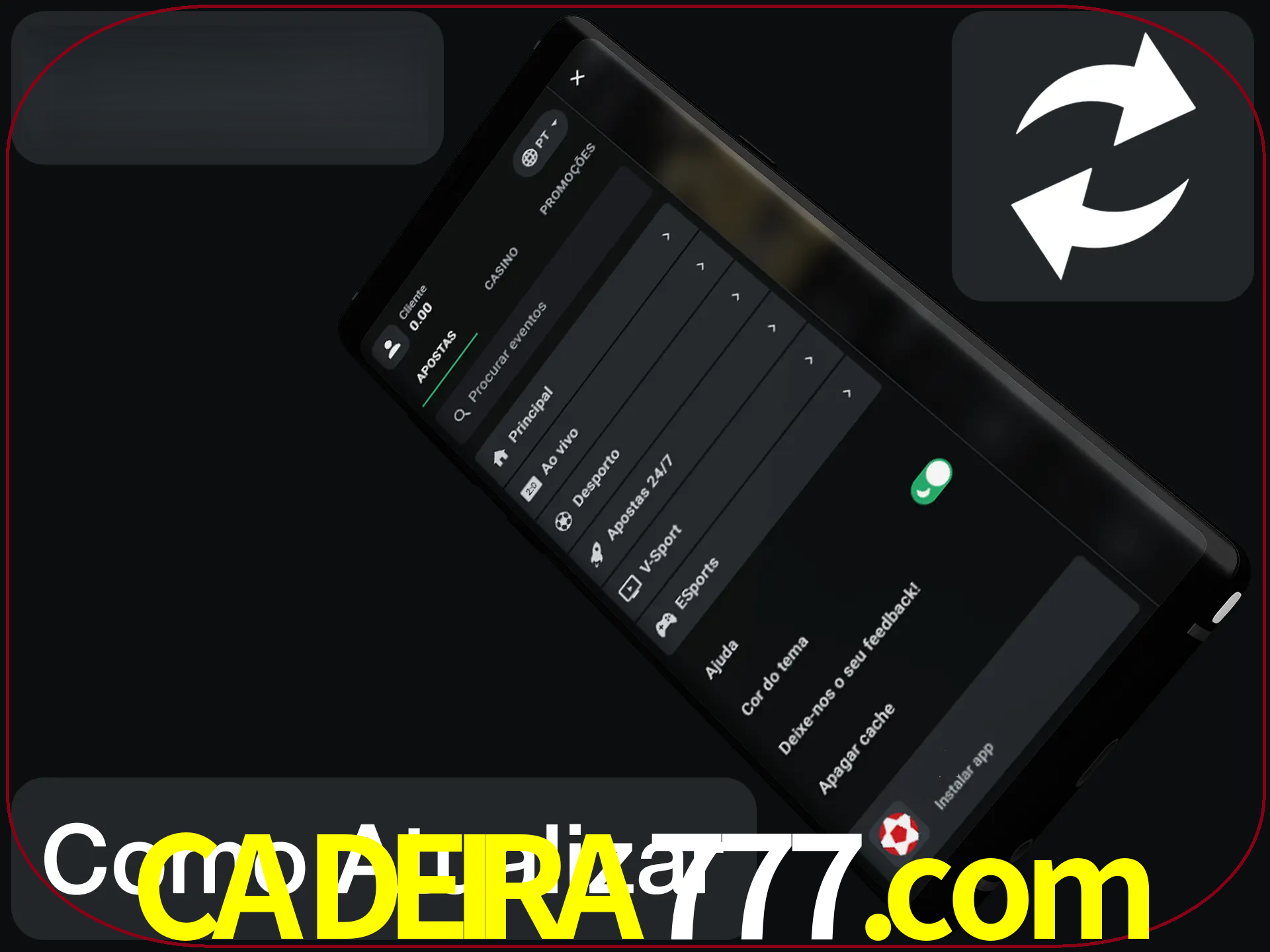 O aplicativo é atualizado automaticamente quando você faz o login.