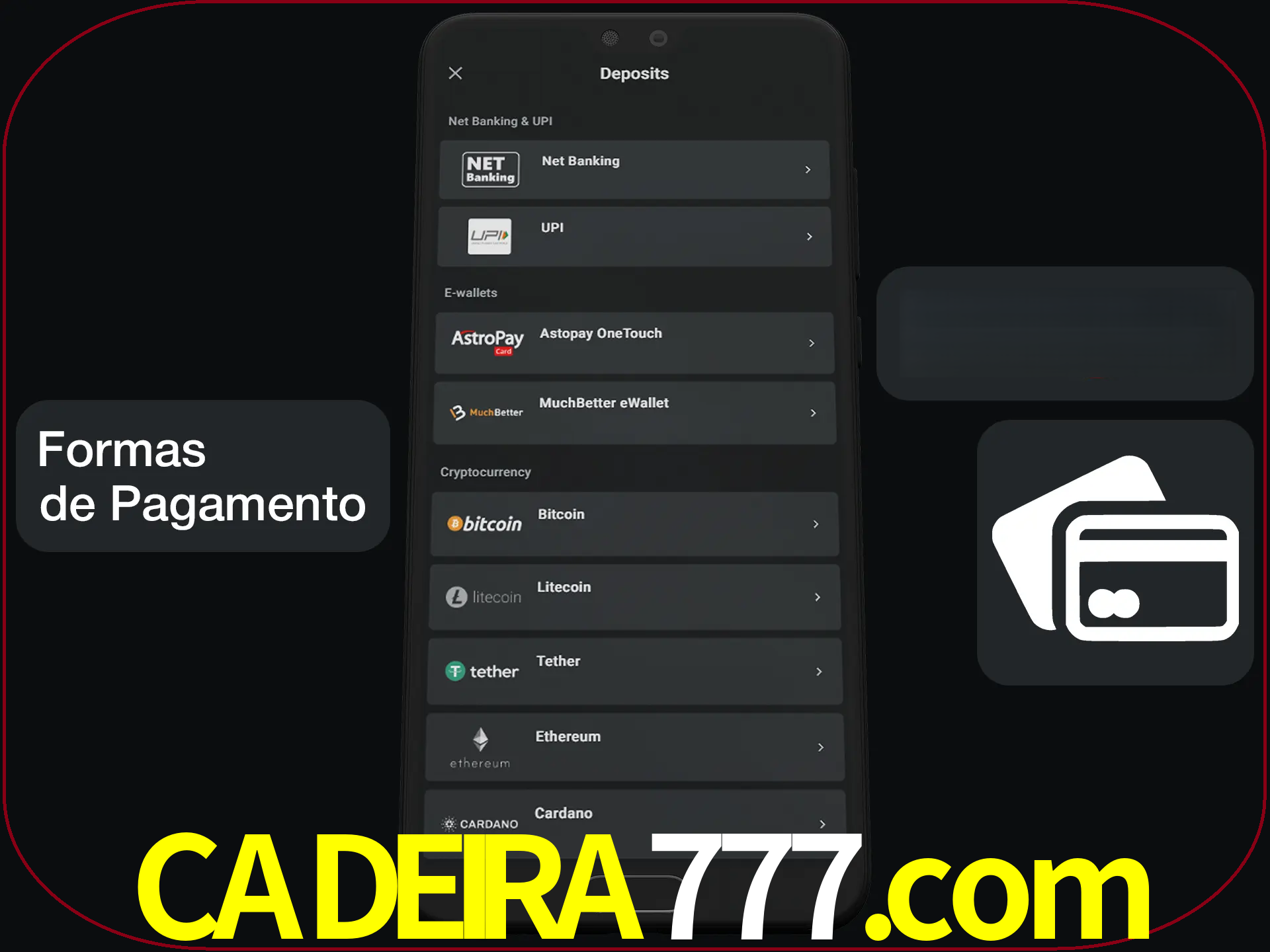 Escolha a forma de pagamento de sua preferência.