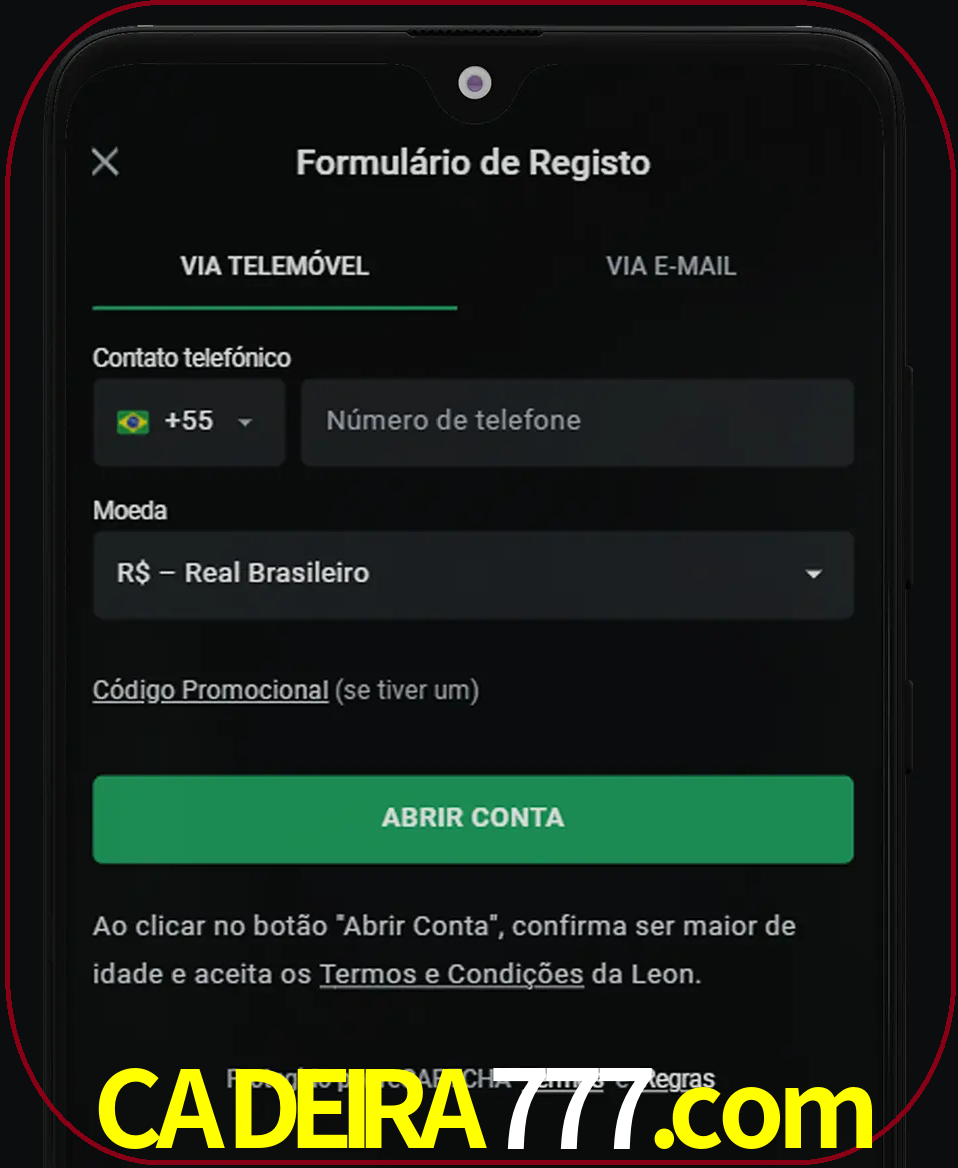 Abra o aplicativo e inicie o processo de registro.