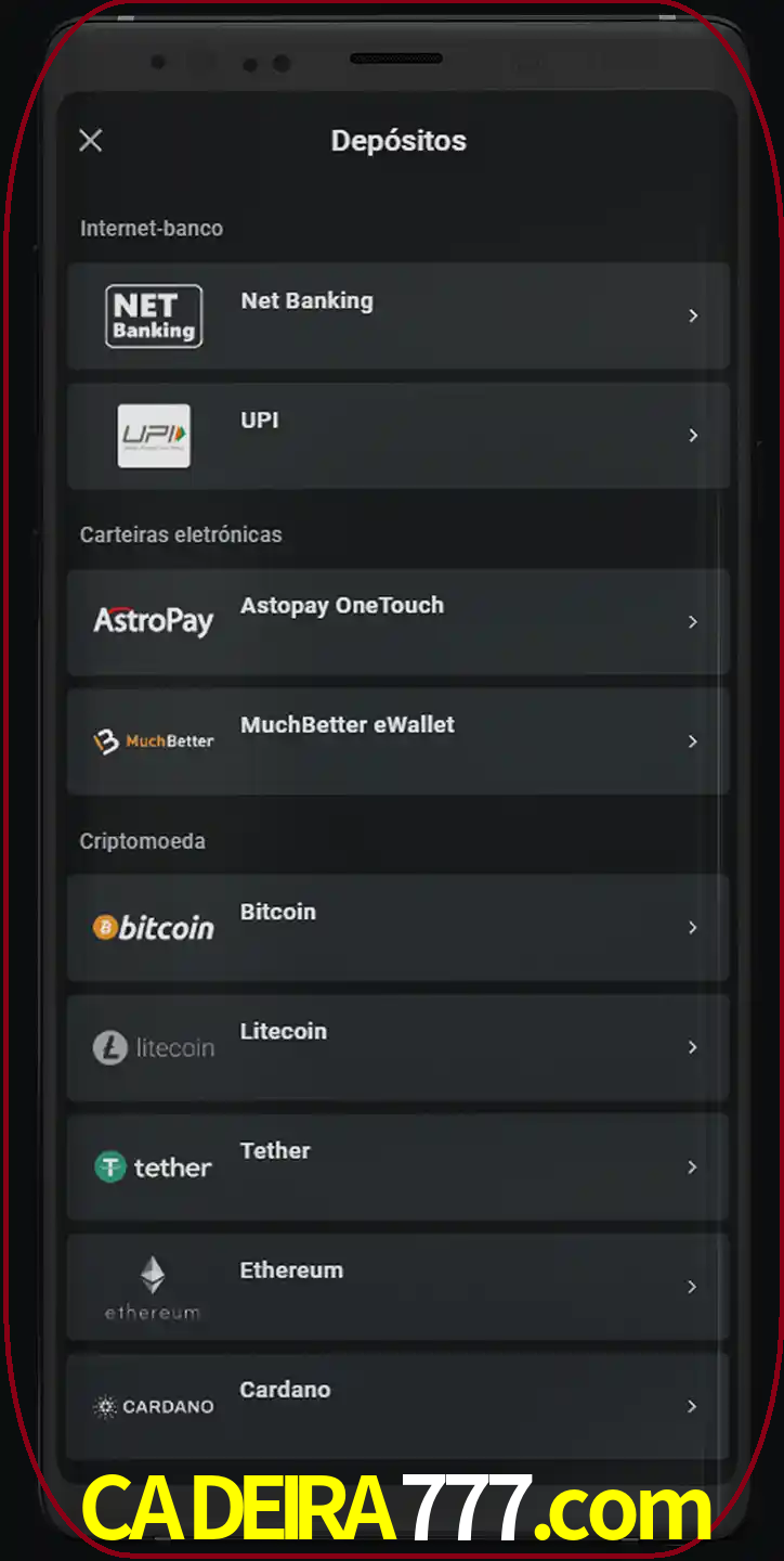 Você pode usar métodos alternativos de depósito.